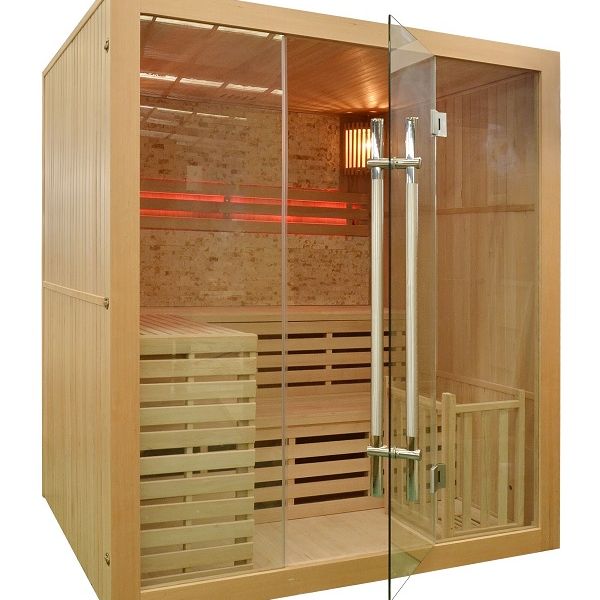 M-Spa - EA4K - Suchá sauna so saunovou pecou pre 4 osoby 180 x 160 x 201 cm s kamenným obkladom