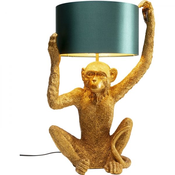 KARE Design Stolní lampa Animal Opice držící stínidlo - zlatá, 57cm