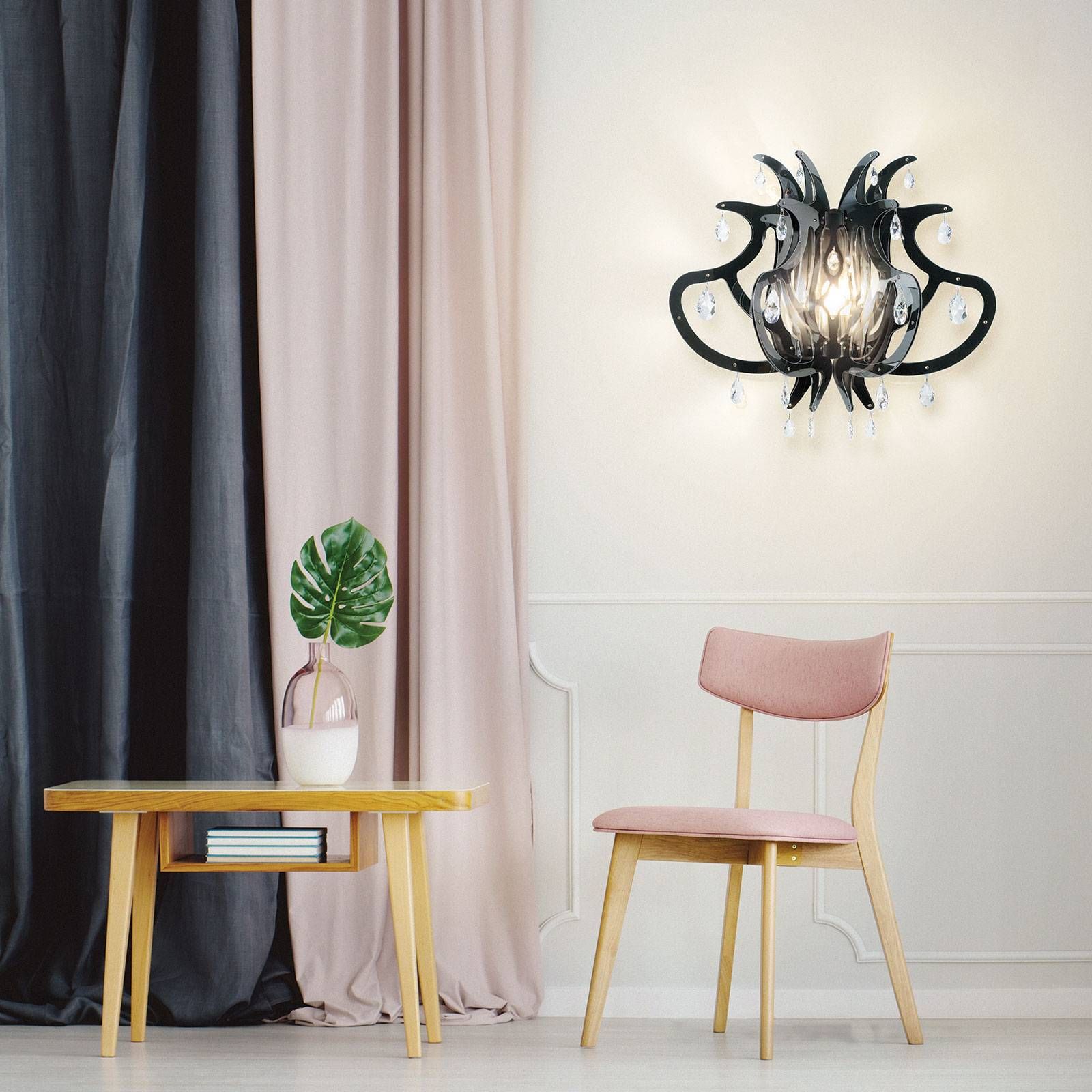 Slamp Medusa dizajnérske nástenné svietidlo čierna, Obývacia izba / jedáleň, plast, E27, 12W, L: 65 cm, K: 56cm