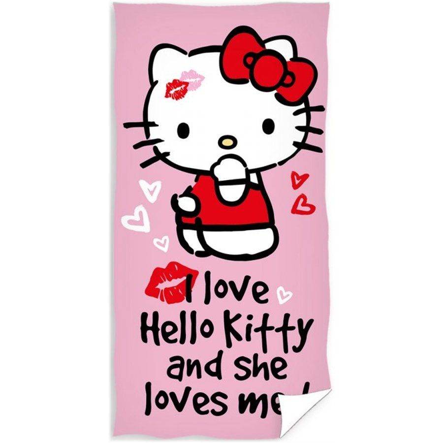 Carbotex · Bavlnená plážová osuška Hello Kitty - motív Love - 100% bavlna - 70 x 140 cm