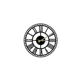 Čierne nástenné hodiny Roman Clock 2, ⌀ 50 cm