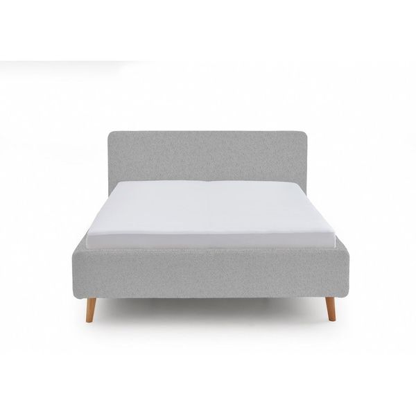 Sivá čalúnená dvojlôžková posteľ s úložným priestorom s roštom 180x200 cm Mattis - Meise Möbel