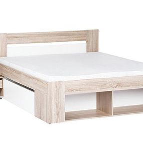 Manželská posteľ 140 cm Milo (so zásuvkami a noč. stolíkmi) MOB-4027