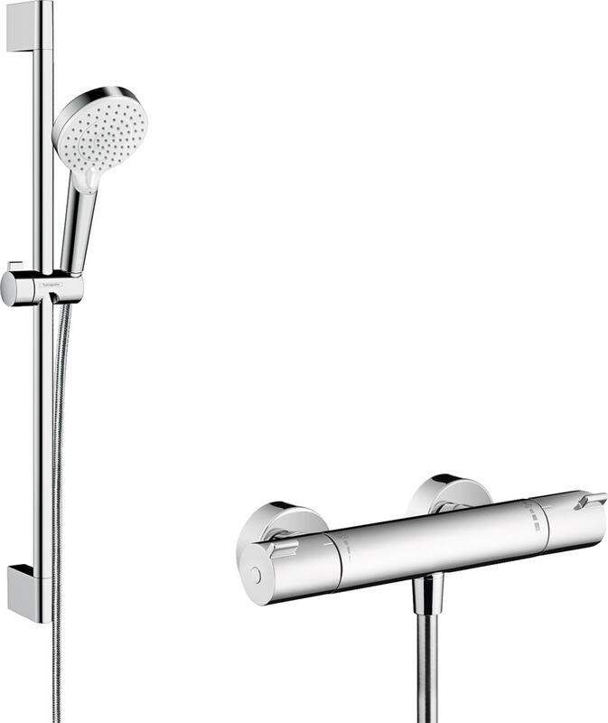 Hansgrohe Crometta - Sprchový set Vario s termostatom Ecostat 1001 CL, 2 prúdy, biela/chróm 27812400