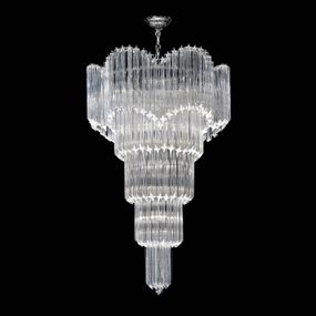 Novaresi Závesná lampa Drappi, chróm, Obývacia izba / jedáleň, krištáľ, kov, E14, 60W, K: 120cm