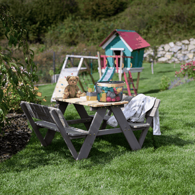 Detské záhradné sedenie, drevo, sivá/prírodná, ABALO