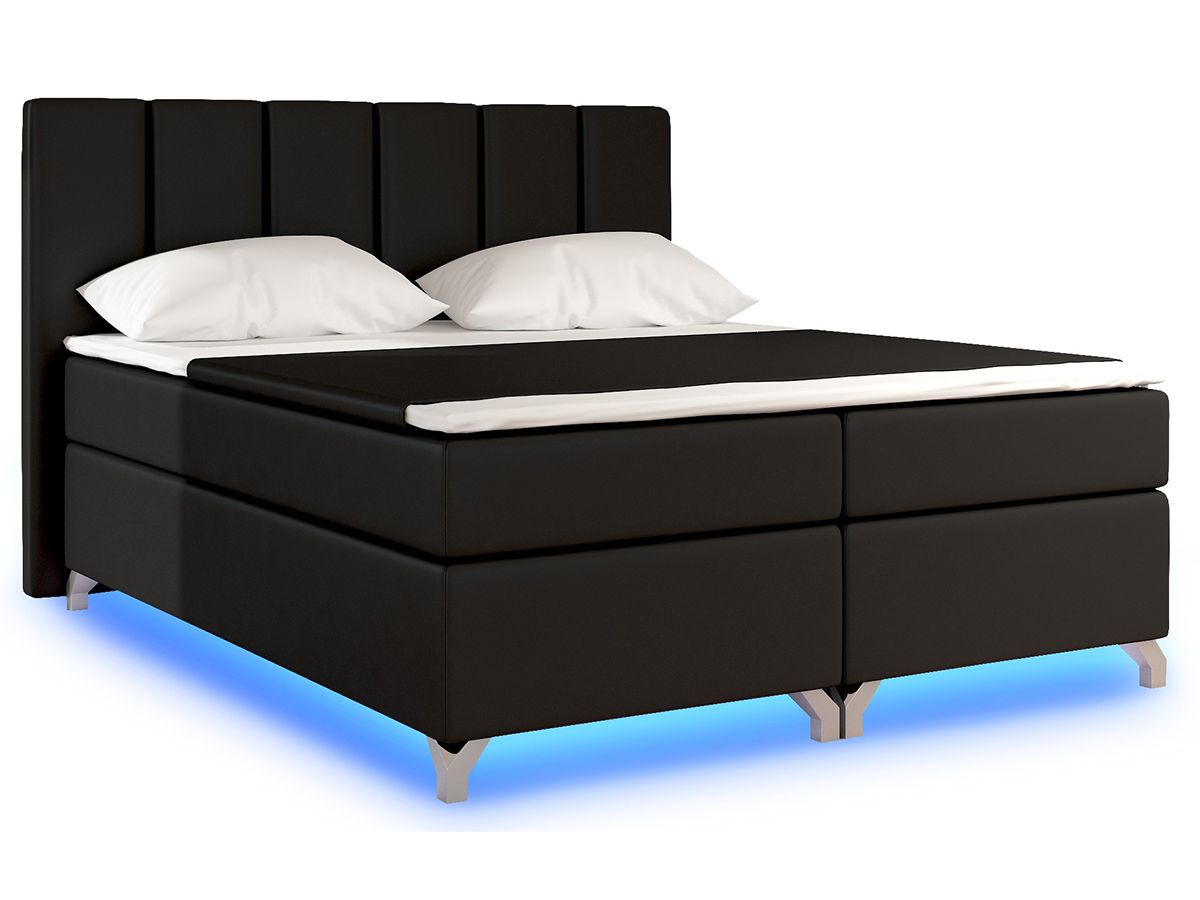 Čalúnená manželská posteľ s úložným priestorom Barino 180 - čierna (Soft 11)