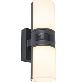 Lutec 5198102118 LED vonkajšie nástenná lampa so senzorom pohybu Cyra 1x15W | 3000K | IP54 - s dvoma otočnými hlavami