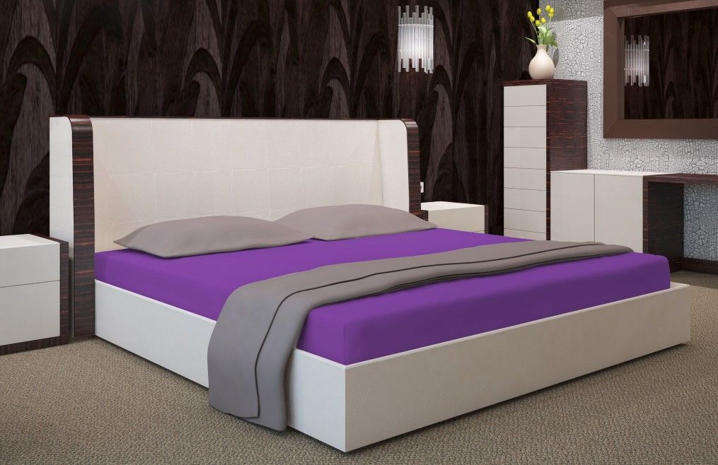 DomTextilu Tmavo fialové napínacie plachty na postele 66848-240805 Fialová Šírka: 200 cm | Dĺžka: 220 cm Fialová