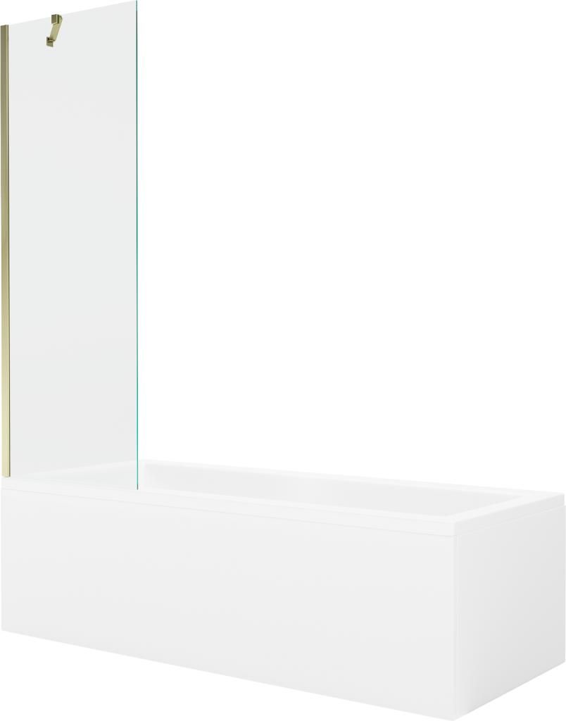 MEXEN/S - Cubik obdĺžniková vaňa 170 x 70 cm s panelom + vaňová zástena 60 cm, transparent, zlatá 550317070X9506000050