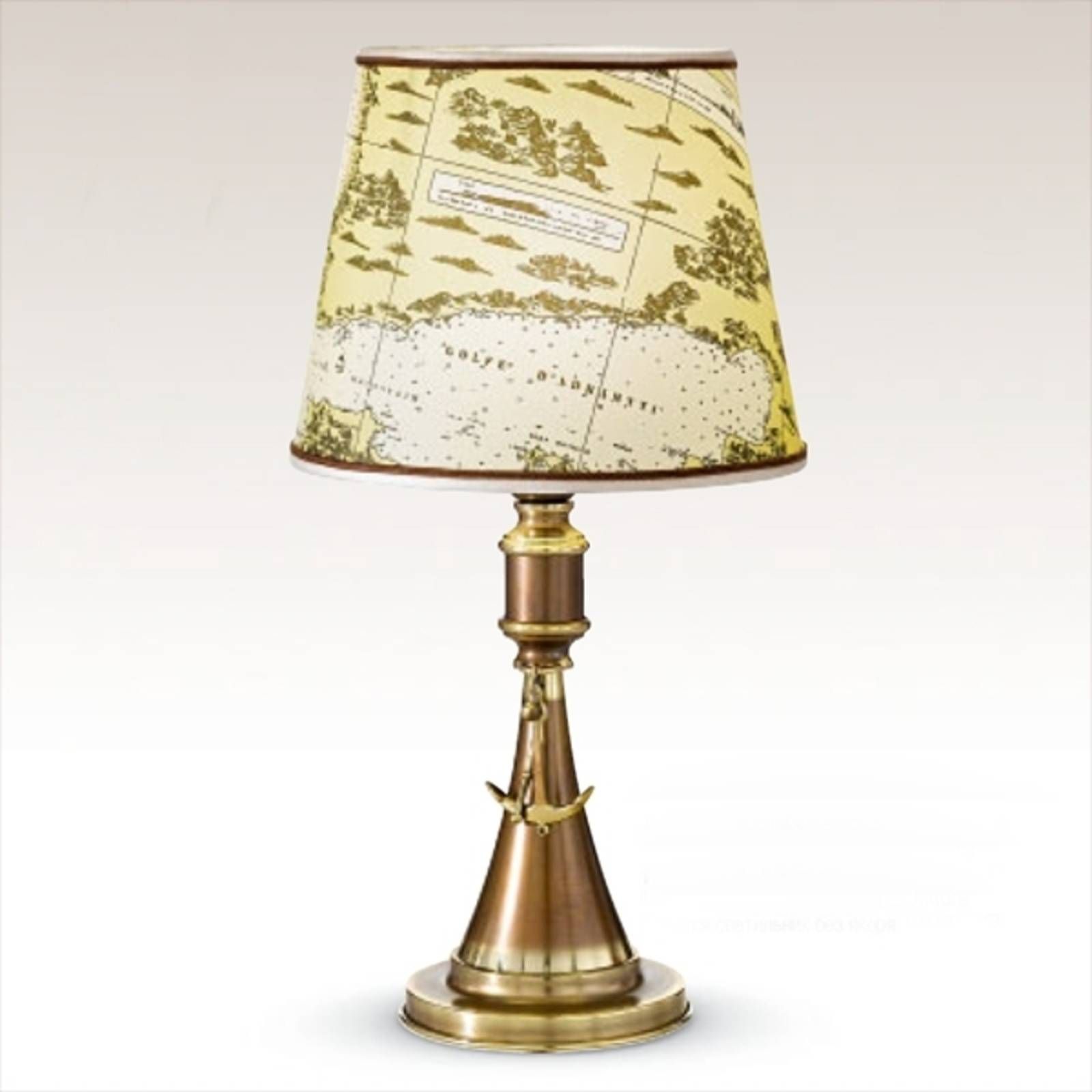 Cremasco Stolná lampa Laguna, námorný dizajn 48 cm, Obývacia izba / jedáleň, látka, mosadz, E27, 100W, K: 48cm