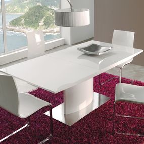 Estila Moderný obdĺžnikový rozkladací jedálenský stôl Edge v lesklom bielom prevedení 160(200)cm