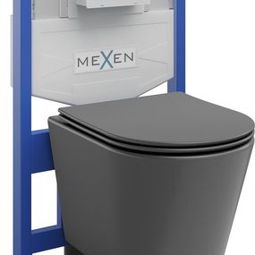 MEXEN/S - WC predstenová inštalačná sada Fenix XS-F s misou WC Rico + sedátko softclose, tmavo šedá mat 68030724071