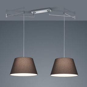 Helestra Certo závesná lampa kužeľ 2-pl., antracit, Obývacia izba / jedáleň, kov, chinc, E27, 100W, P: 198 cm, L: 45 cm, K: 26cm