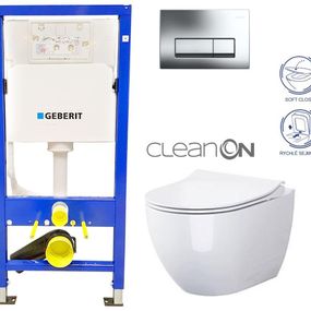 GEBERIT DuofixBasic s chrómovým tlačidlom DELTA51 + WC CERSANIT ZEN CLEANON + SEDADLO 458.103.00.1 HA1