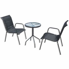 Záhradný bistro set 3 ks kov / textilen Dekorhome Čierna