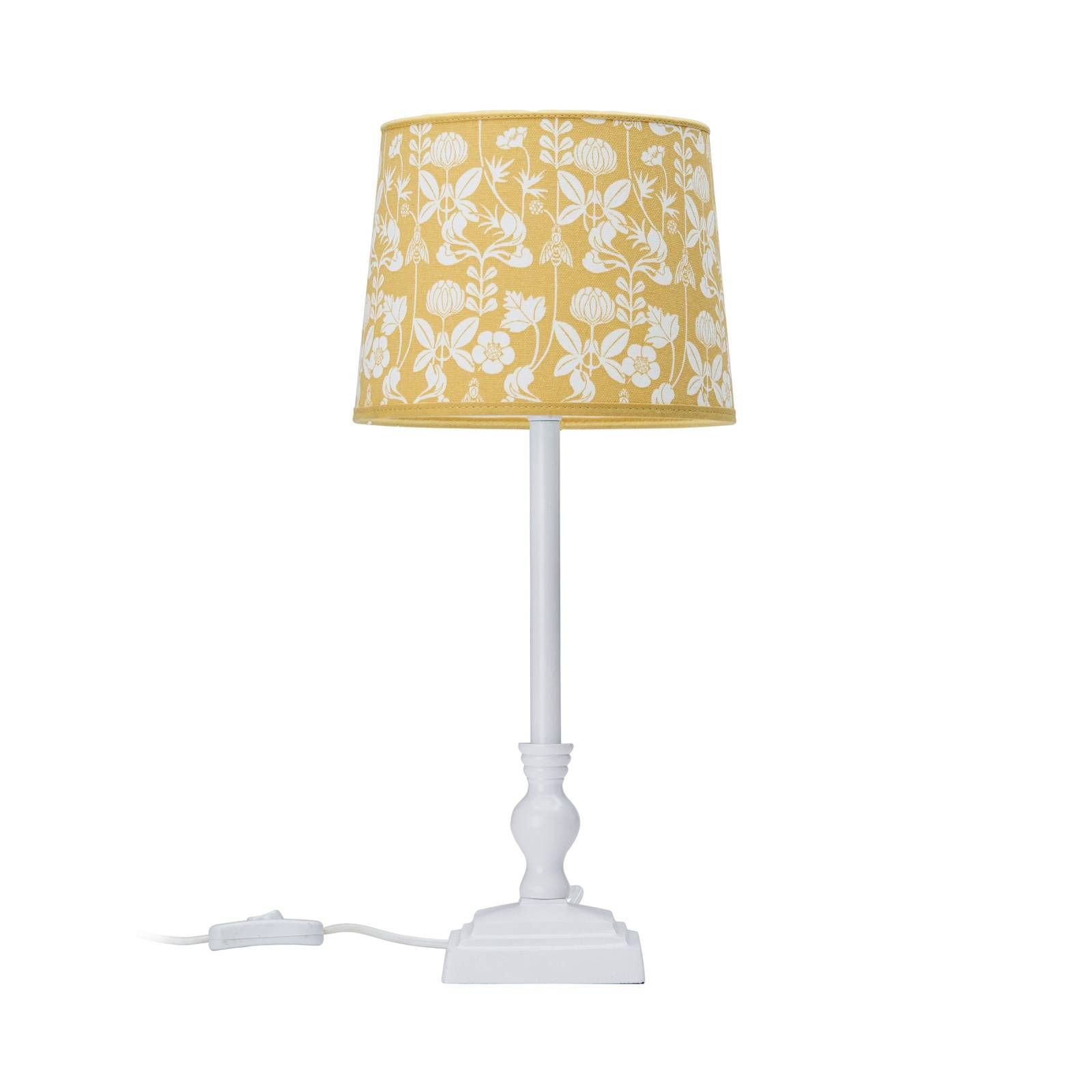 PR Home Lisa lampa biela matná/žltá kvetinová, Obývacia izba / jedáleň, kov, textil, E27, 40W, K: 45cm