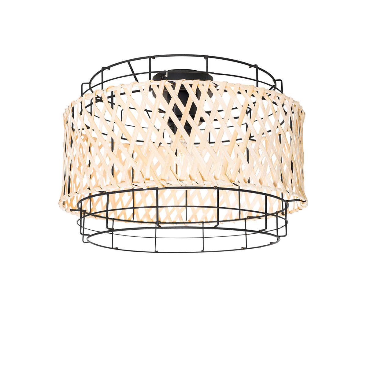Orientálne stropné svietidlo čierne s bambusom - Irena