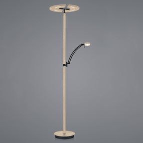 HELL Stojaca LED lampa Cleo zo železa vo vzhľade dreva, Obývacia izba / jedáleň, železo, 41W, K: 185cm