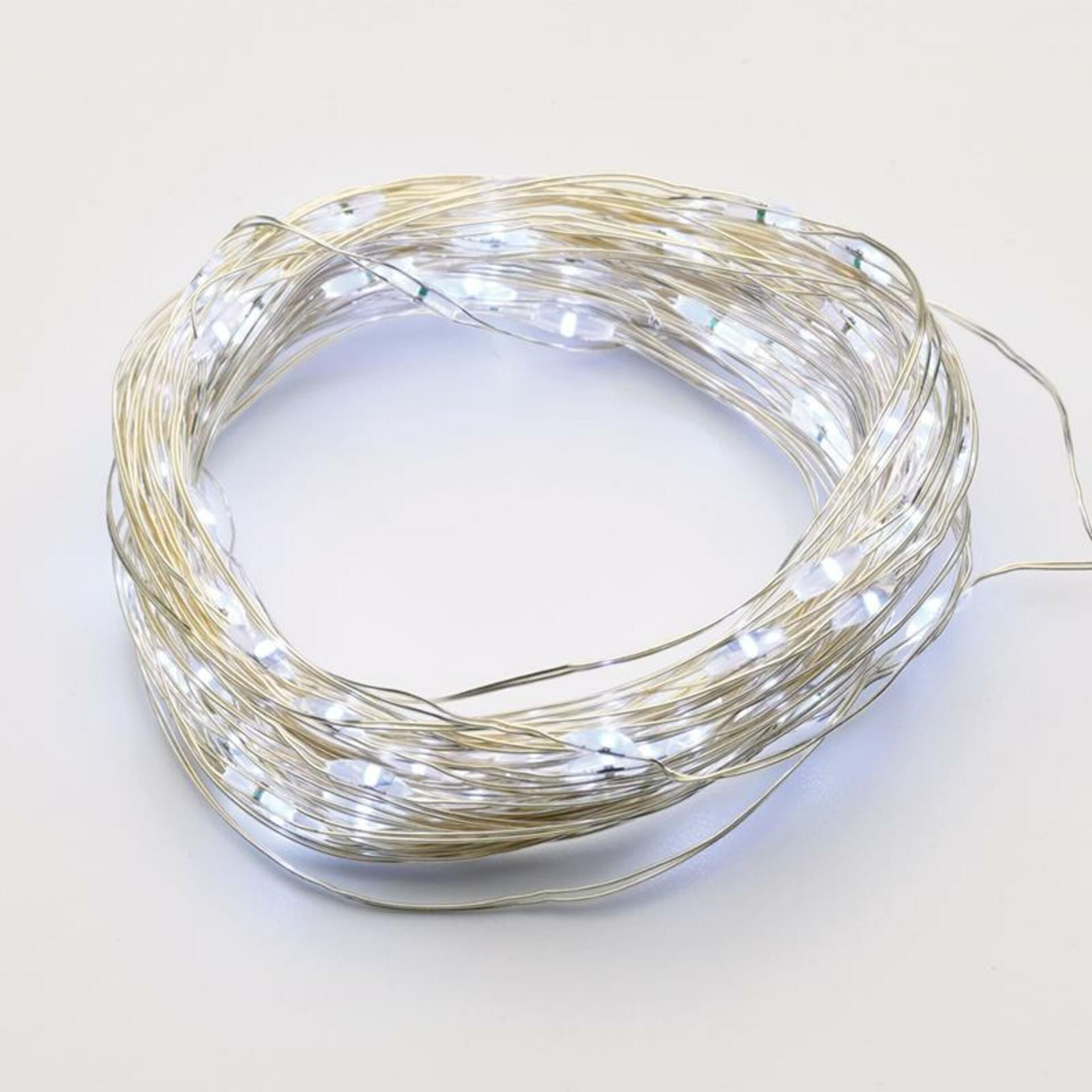 ACA Lighting 20 LED dekorační řetěz s časovačem 6 On/18 Off CW stříbrný měďený kabel na baterie 2xAA IP44 2m+10cm 1.2W X0120215