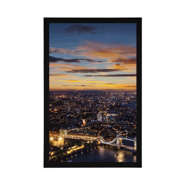 Plagát letecký pohľad na Tower Bridge - 40x60 black