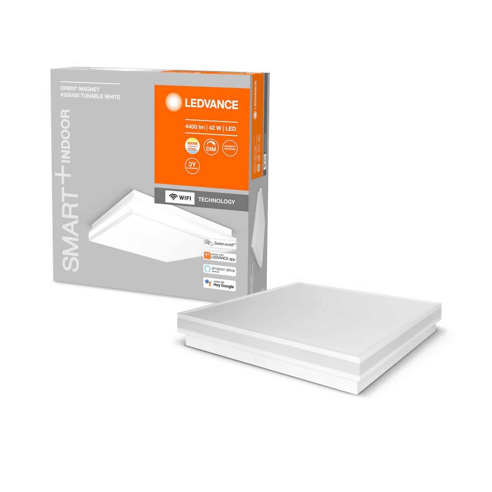 LEDVANCE SMART+ WiFi Orbis Magnet biela, 45x45 cm, Chodba, oceľ, polykarbonát, 42W, P: 45 cm, L: 45 cm, K: 8.6cm