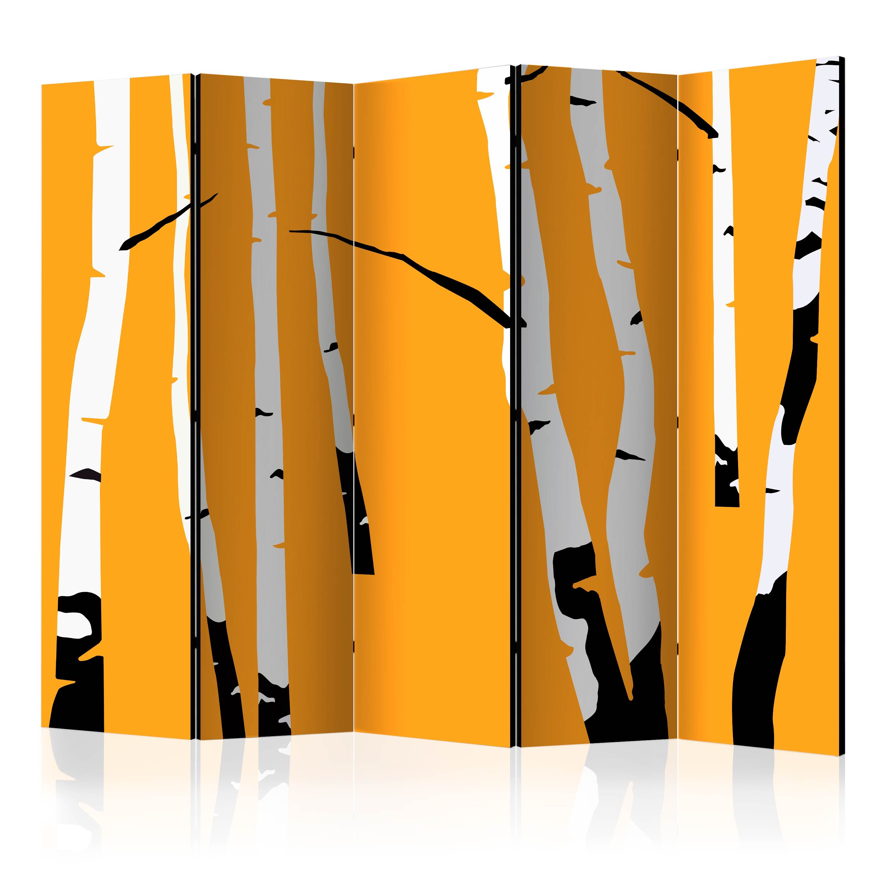 Artgeist Paraván - Birches on the orange background [Room Dividers]