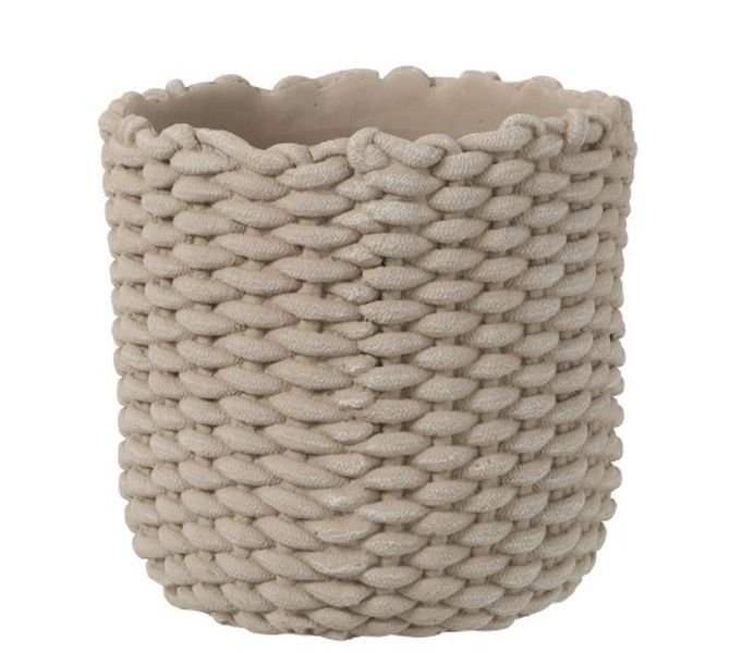 Šedý cementový obal na kvetináč v tvare košíka - Ø 29,5 * 28 cm