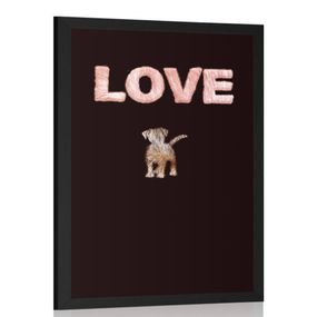 Plagát psík s nápisom Love - 30x45 black