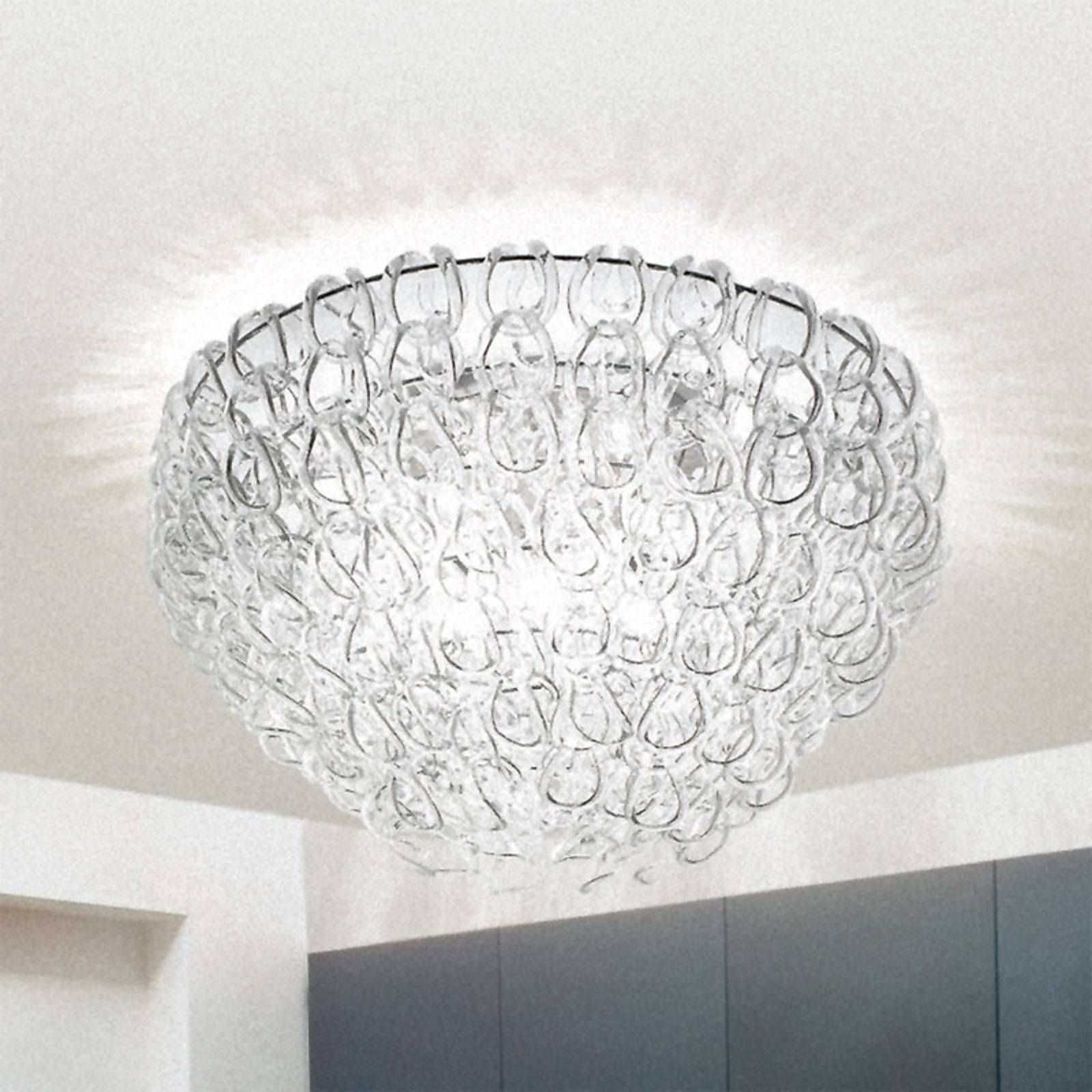 Vistosi Sklená stropná lampa Giogali, 60 cm, Obývacia izba / jedáleň, sklo, kov, E27, 100W, K: 40cm