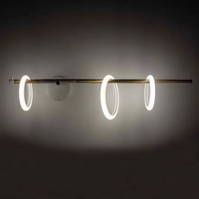 Marchetti Nástenné LED svetlo Ulaop, 3 kruhy, vpravo, čierne, Obývacia izba / jedáleň, kov, plexisklo, L: 80 cm