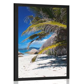 Plagát krásy pláže Anse Source - 60x90 black