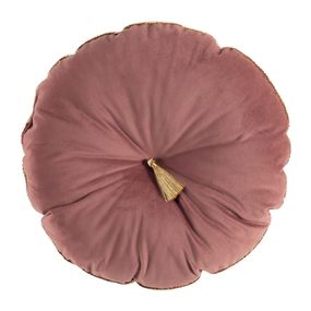 DomTextilu Brilantný staro ružový okrúhly dekoračný vankúš so zlatým lemovaním 38 cm 39748 Ružová