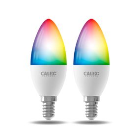 Calex Smart LED sviečka E14 B35 4, 9W CCT RGB 2ks, plast, sklo, E14, 4.9W, Energialuokka: F, P: 10.6 cm