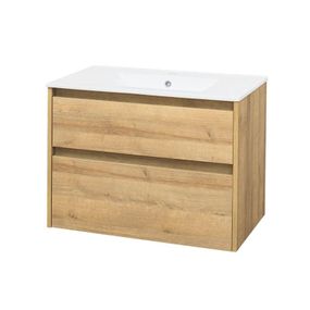 MEREO - Opto, kúpeľňová skrinka s keramickým umývadlom 81cm, dub CN921