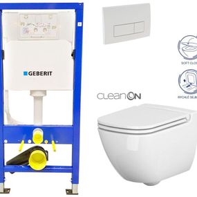 GEBERIT DuofixBasic s bielym tlačidlom DELTA51 + WC CERSANIT CLEANON CASPIA + SEDADLO 458.103.00.1 51BI CP1