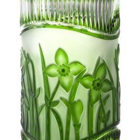 Krištáľová váza Kvety, farba zelená, výška 300 mm