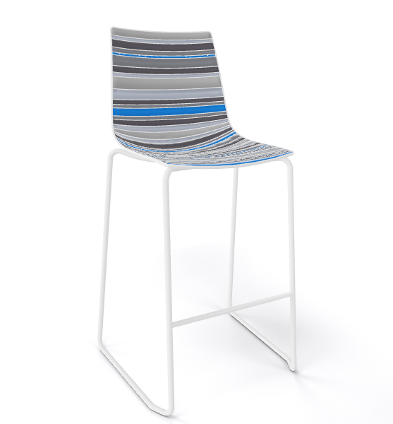 GABER - Barová stolička COLORFIVE ST - nízka, sivá/modrá/chróm